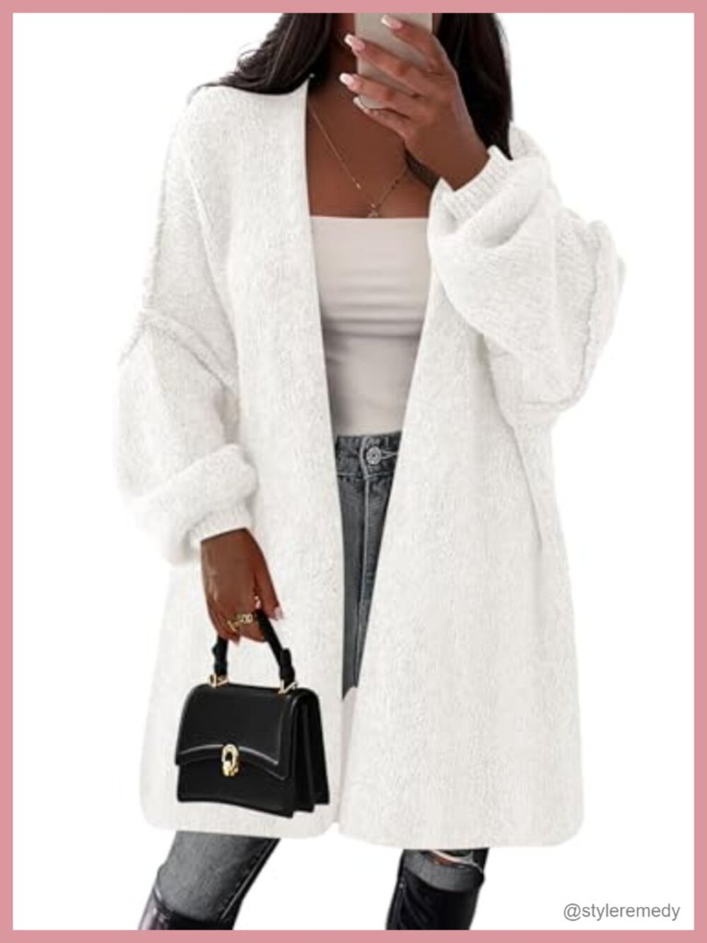PRETTYGARDEN Oversized Long Cardigan Sweater for Women Fall Knit V-Neck Open